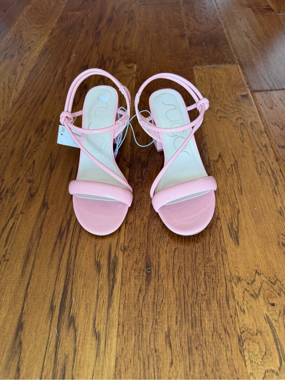 Pink Strappy Block Heel Sandals by